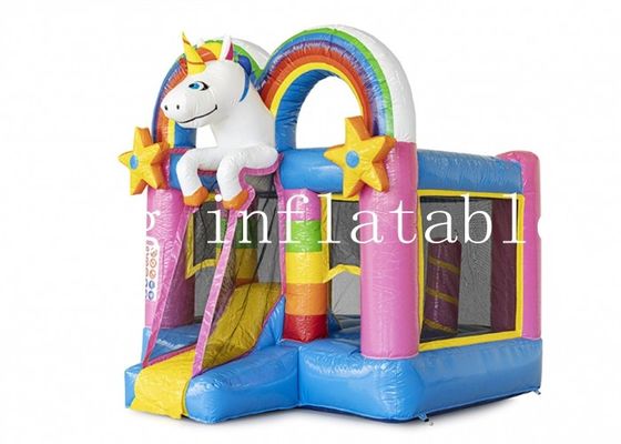 EN71 Unicorn Inflatable Combo Bounce House mágico com corrediça