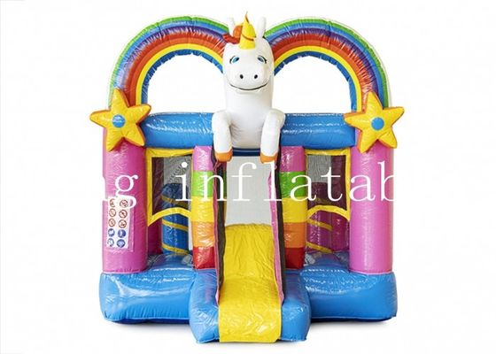 EN71 Unicorn Inflatable Combo Bounce House mágico com corrediça