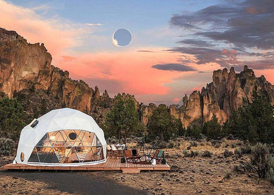 Barraca Geodesic do quadro da estrela da barraca portátil da abóbada Geodesic de 5m com tampa de Pvc clara