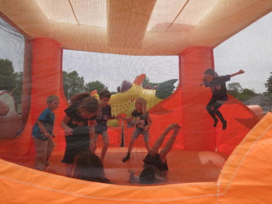 O PVC revestiu desenhos animados Tiger Inflatable Bouncer Castle Blow acima do castelo de salto
