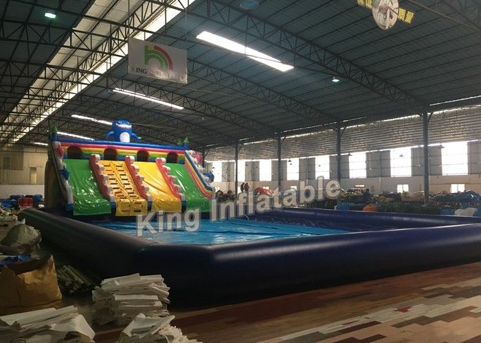 Colorful Giant Summer Inflatable Backyard Water Park For Park , Garden , School