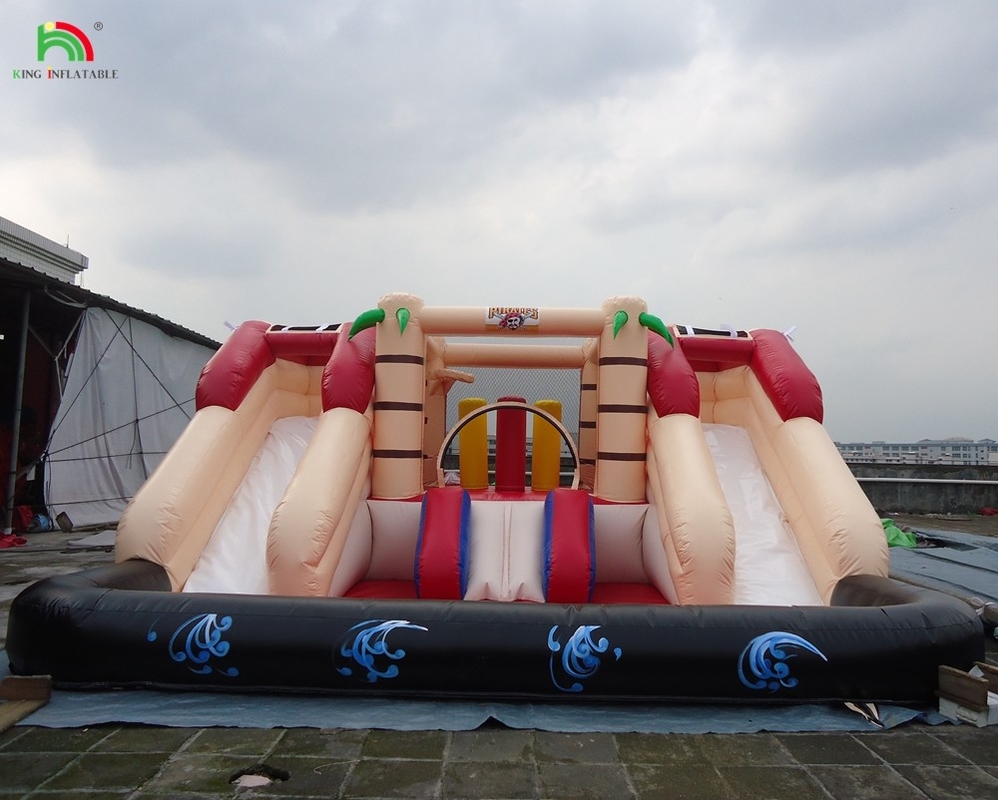 Conjunto de porta-malas inflável personalizado Castelo seco e molhado Conjunto de pista dupla Slide de água inflável com piscina