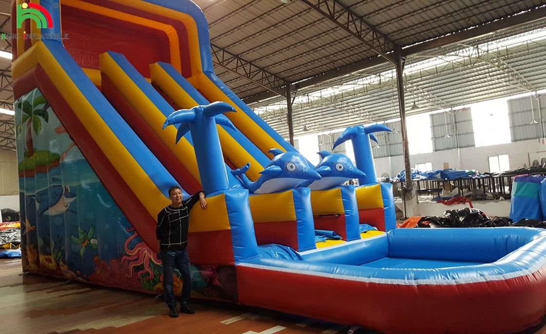 Deslizamento de água comercial para adultos inflável casa de salto saltador de água deslizamento de água inflável castelos de salto com piscina F