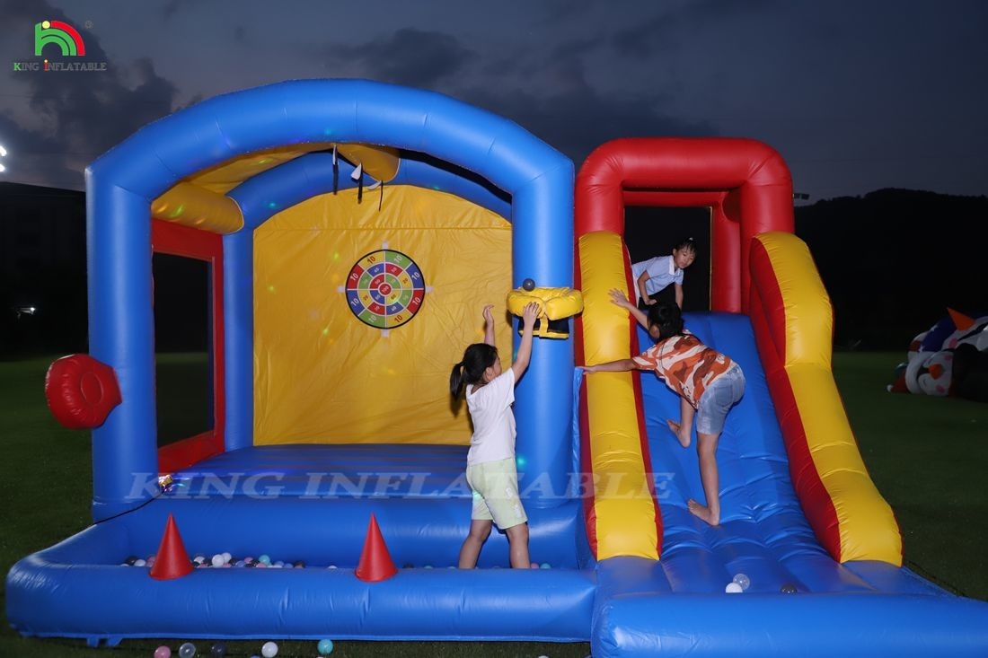 Castelo inflável para crianças com sopro, castelo de salto com escorrega, escalada, obstáculos, trampolim, piscina de bola