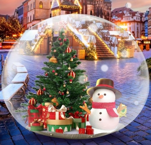 10ft inflável esfera de neve 0,5mm PVC decorações de Natal gigante transparente inflável bolha tenda iglu