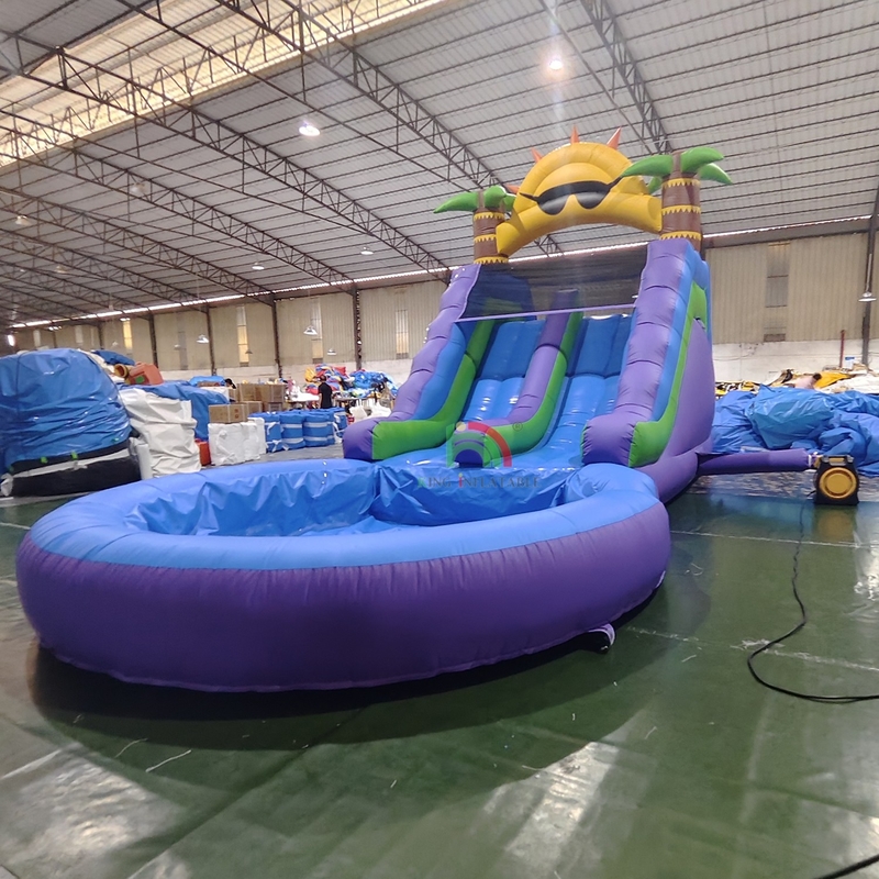 Deslizamento de água comercial de qualidade de PVC dupla pista deslizamento de água inflável com piscina de água hermética